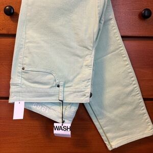 Mint green cropped jeans